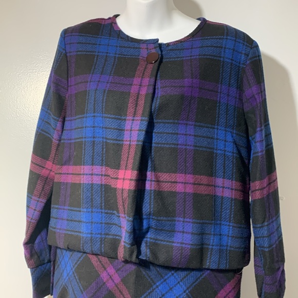 Vintage Wool Plaid Dress - Picture 2 of 7